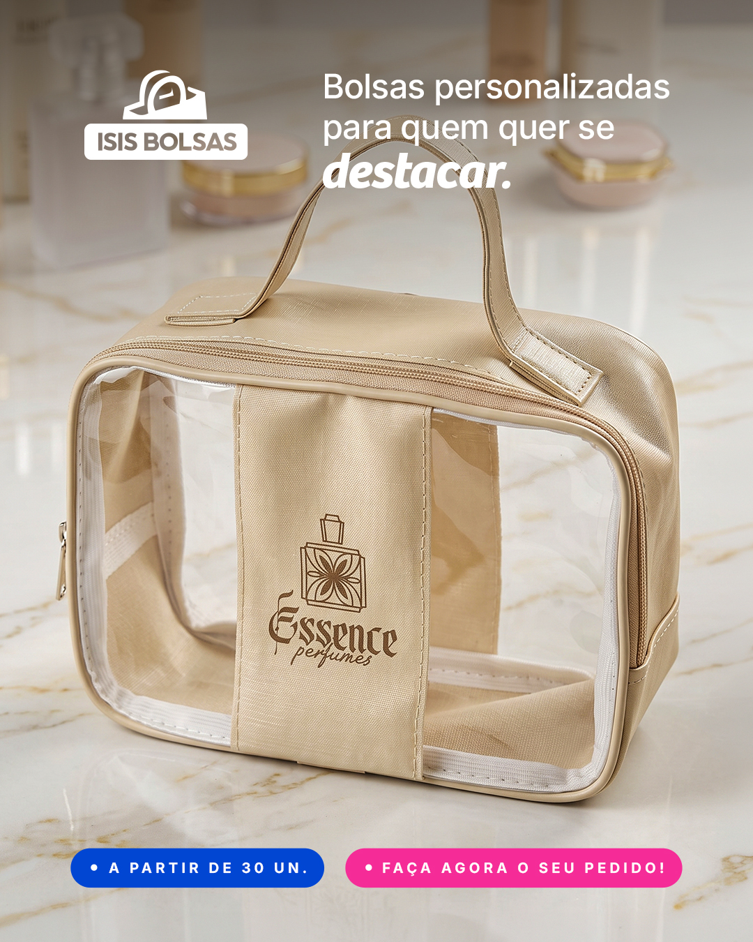 Para marcas que querem se destacar, a apresentação também faz parte da experiência. As bolsas personalizadas da Isis Bol
